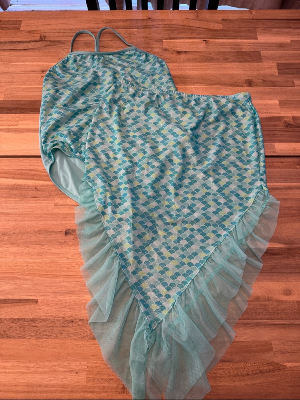 wonder nation Aqua Mint Racerback Swim Top/Mermaid Skirt Combo - Size XL (14-16)
